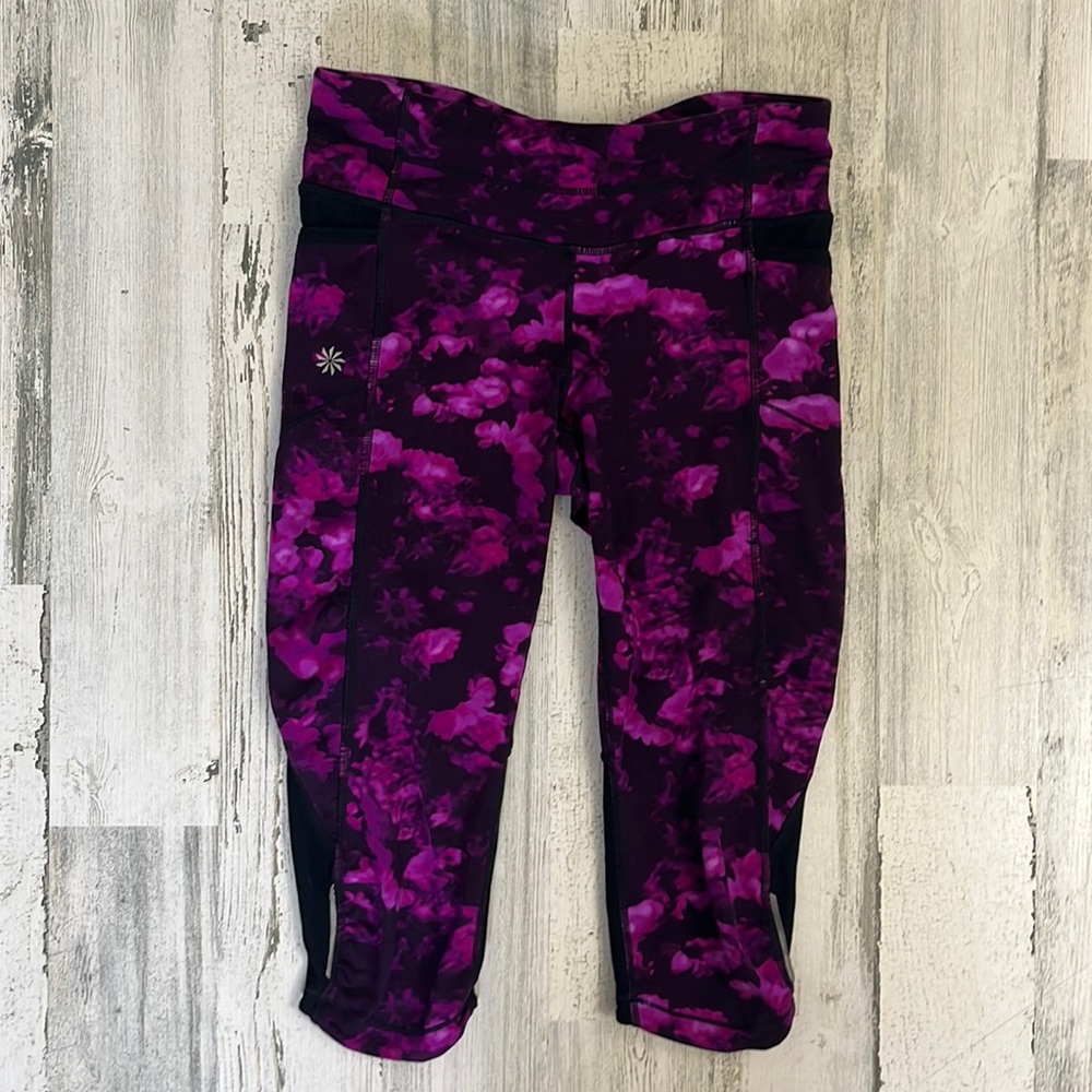 #E8- Extra Small Cute Patterned Purple Cropped Le… - image 1